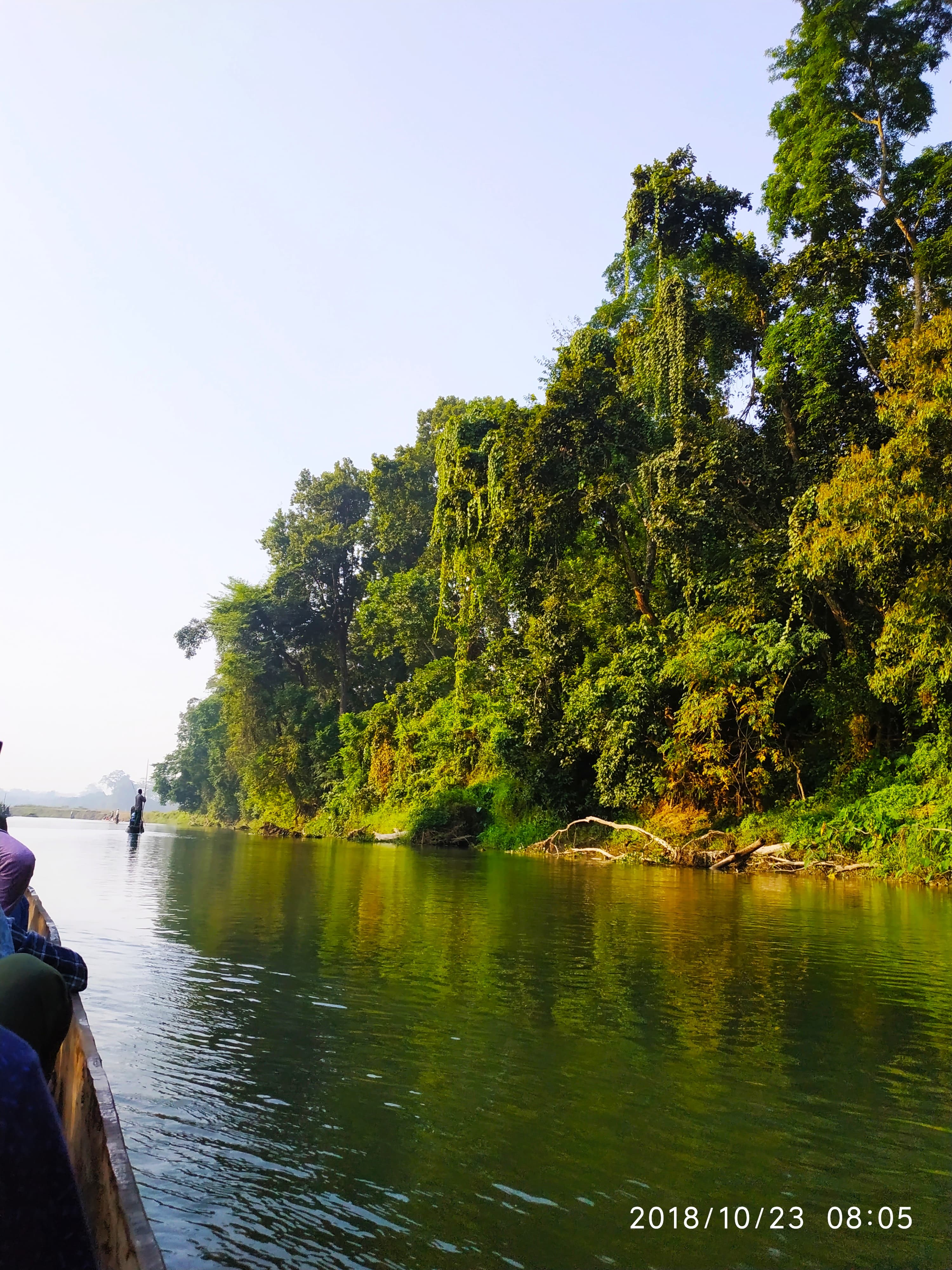 Canoeing on the Rapti River at dawn